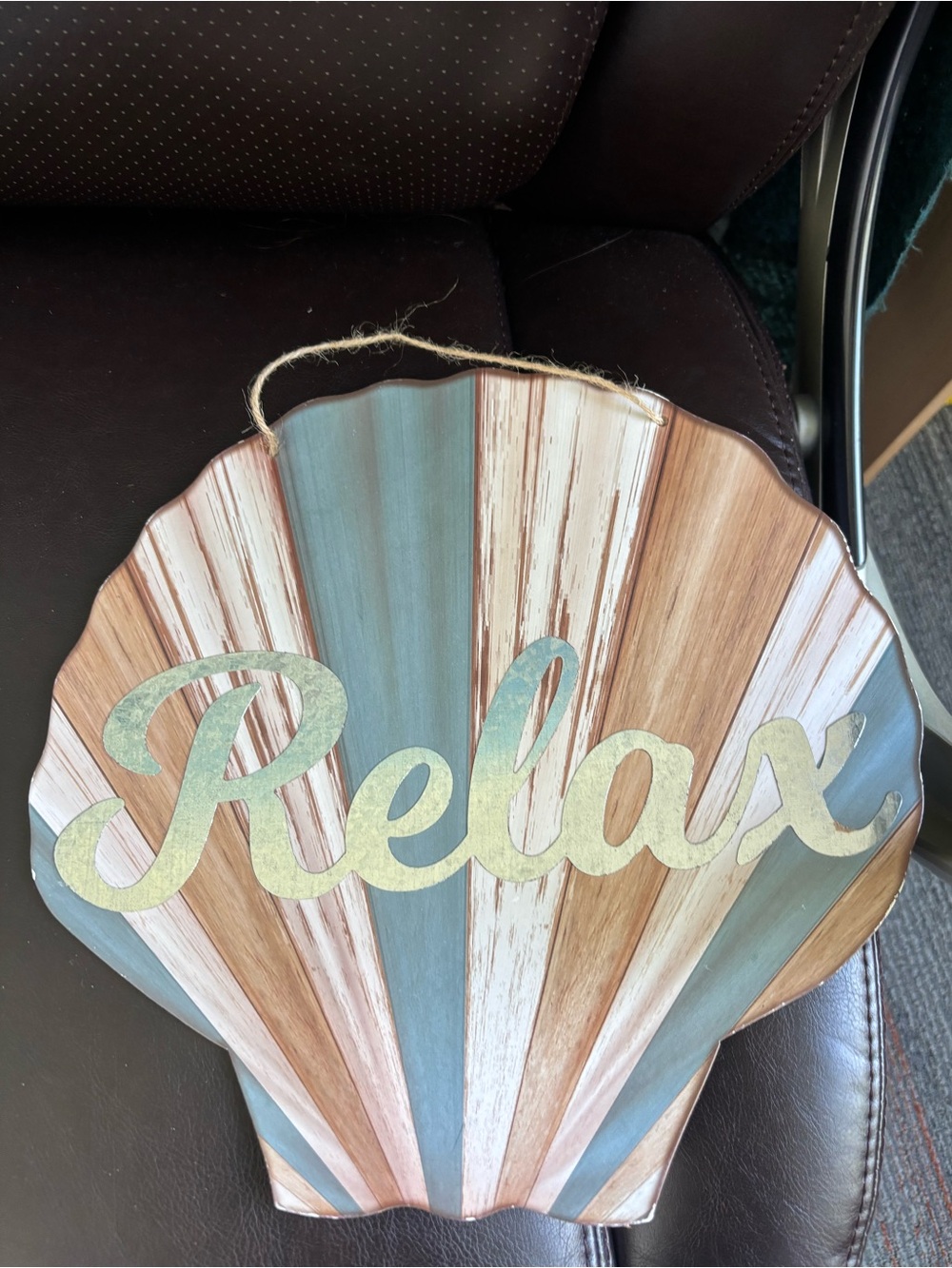 Relax Wall Hanging Sign - Coastal Blue, Cream & Brown